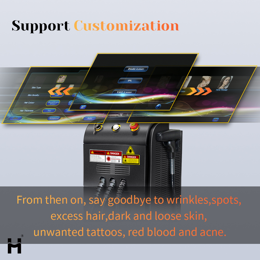 Multi-functional 3 in 1 Ipl 808 Nd Yag Laser Tattoo Removal Machine Freckles Pigment Age Spots Removal Beauty Machine